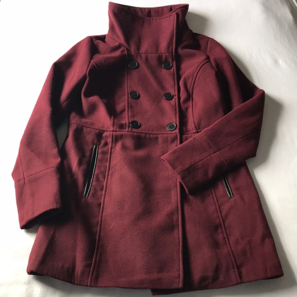 Deep Burgundy Pea Coat - Picture 2 of 5